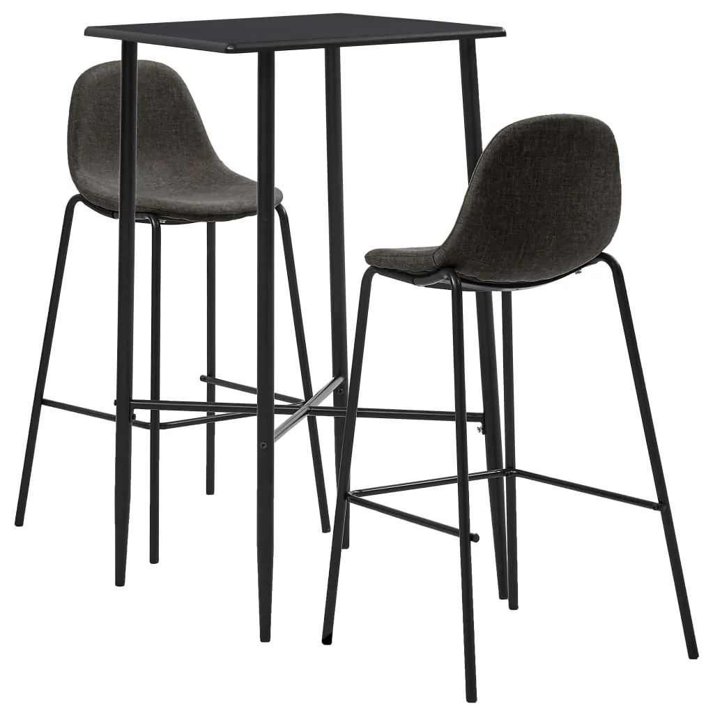 vidaXL Set de bar, 3 piese, gri închis, material textil
