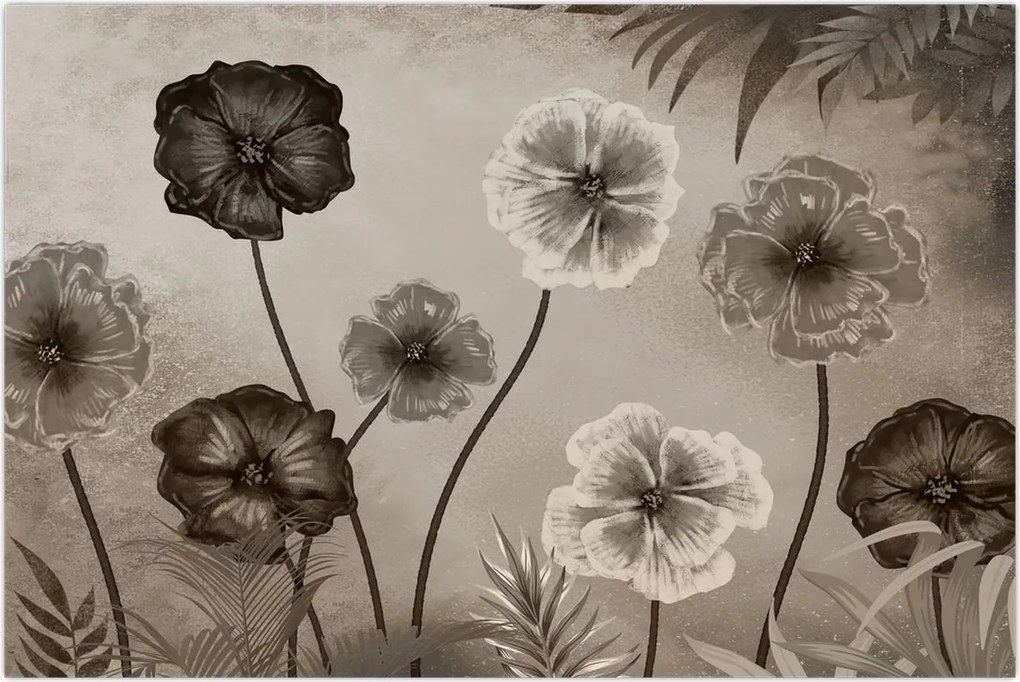 Tablou - Flori desenate (90x60 cm)