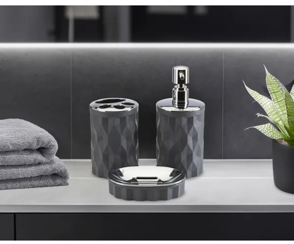 Set de baie REINA 5 buc. antracit/crom