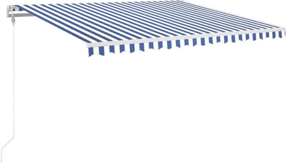 vidaXL Copertină retractabilă automat, albastru și alb, 450x350 cm