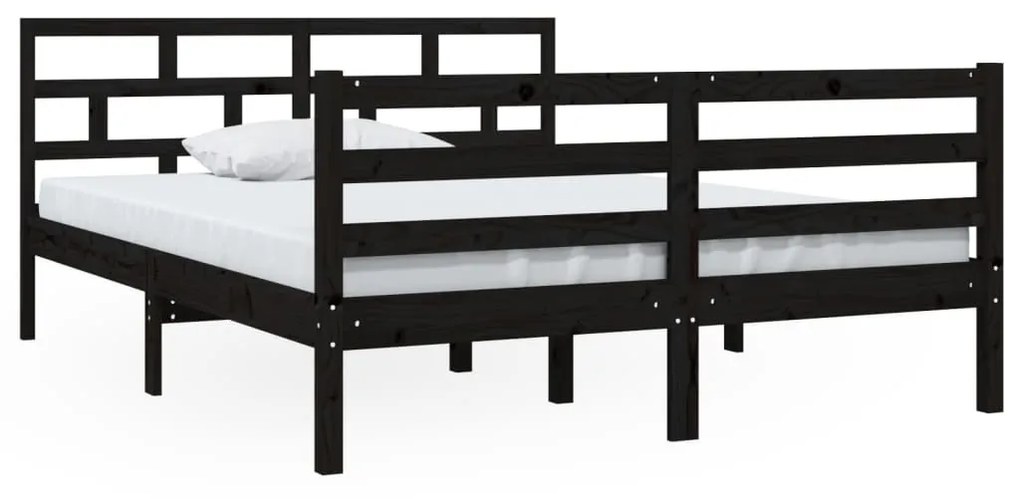 3101267 vidaXL Cadru de pat,negru, 140x190 cm,lemn masiv de pin