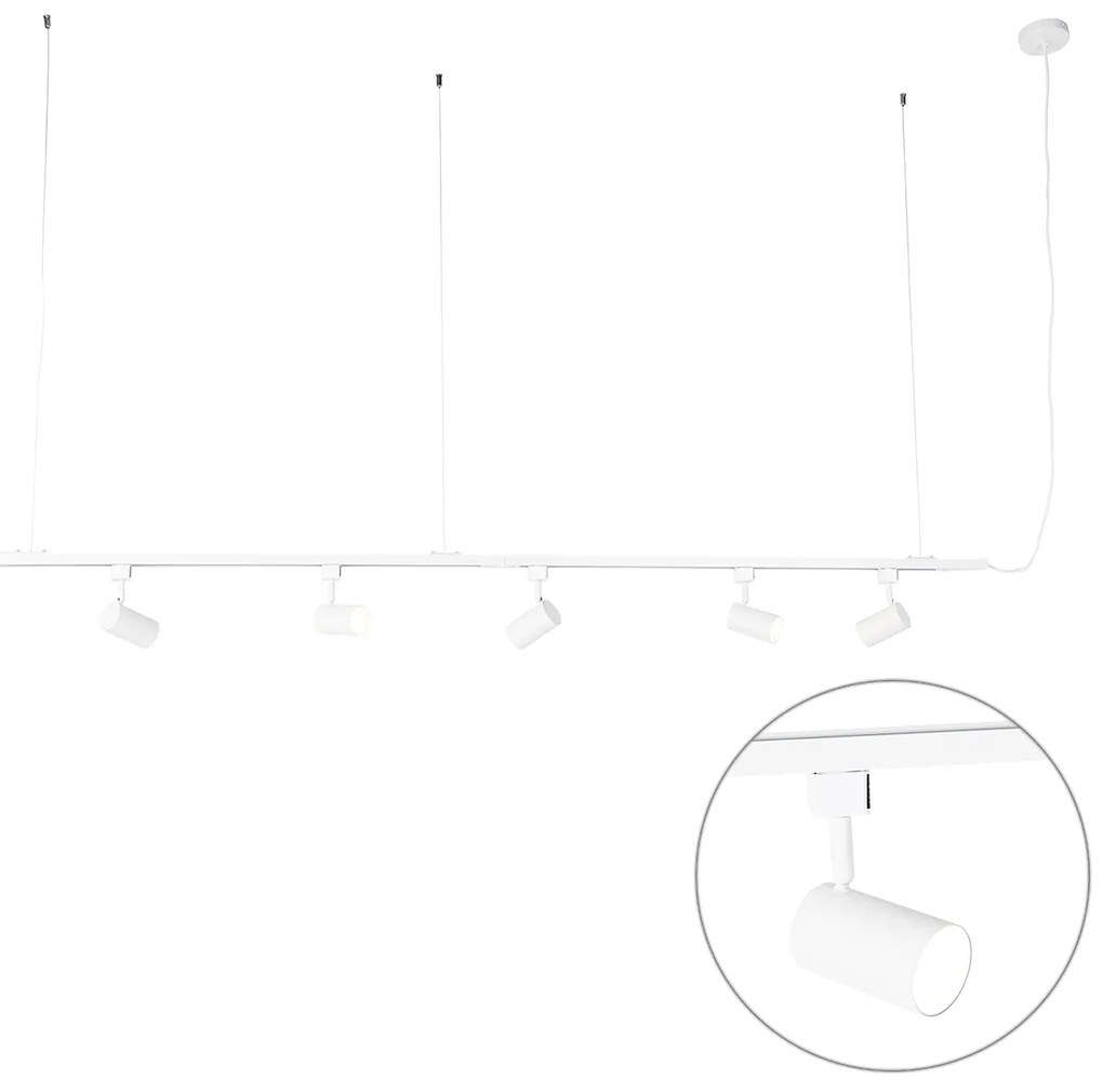 Sistem modern de șine de suspendare monofazat alb cu 5 puncte - Jeana