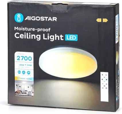 Aigostar - Plafonieră LED pentru baie LED/24W/230V 3000K-6500K IP54 + telecomandă