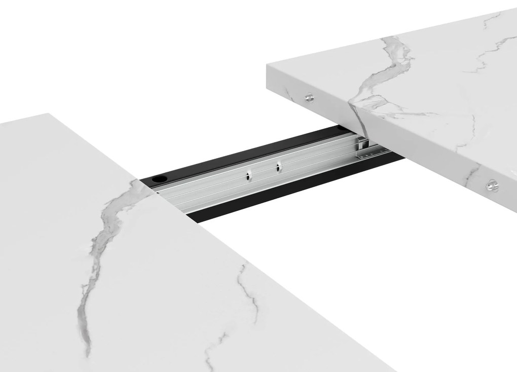 Masă extensibilă de dining cu cadru metalic, Alb+Negru | Aosom Romania