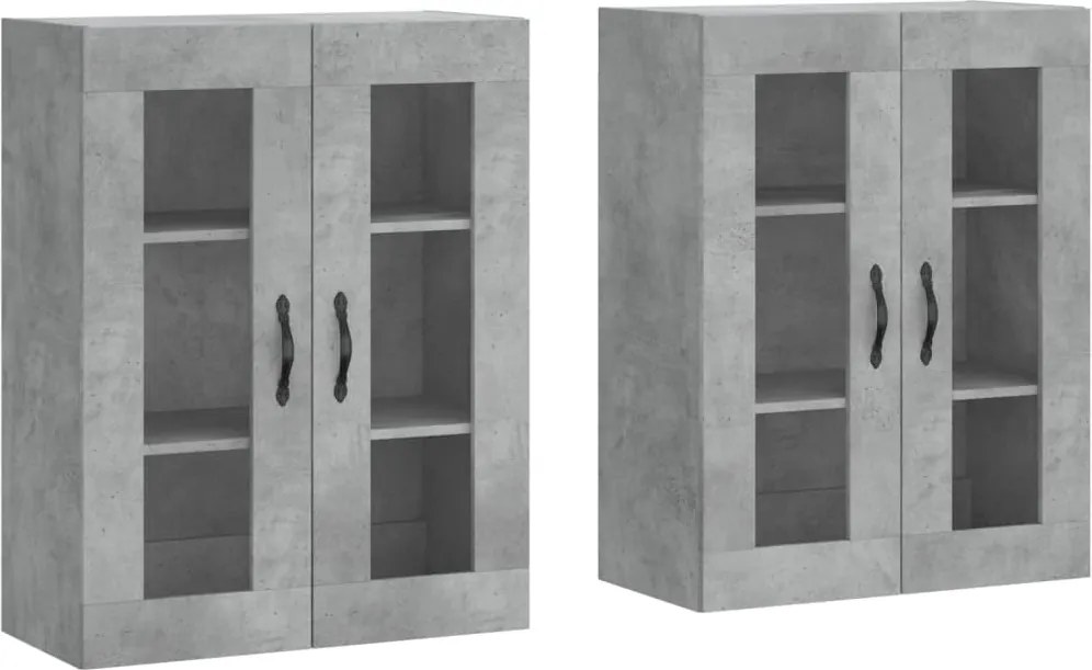 vidaXL Dulapuri de perete, 2 buc., gri beton, lemn prelucrat