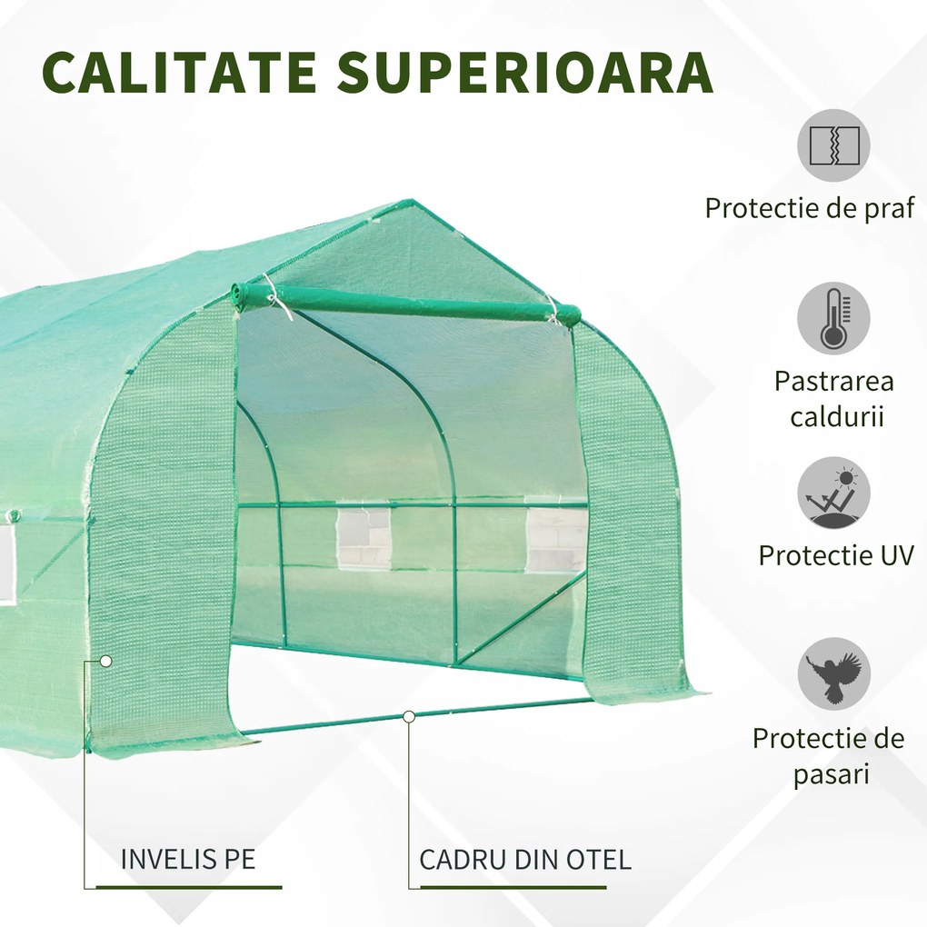 Outsunny Sera Gradina Verde Pentru Legume 6x3x2 | Aosom Romania