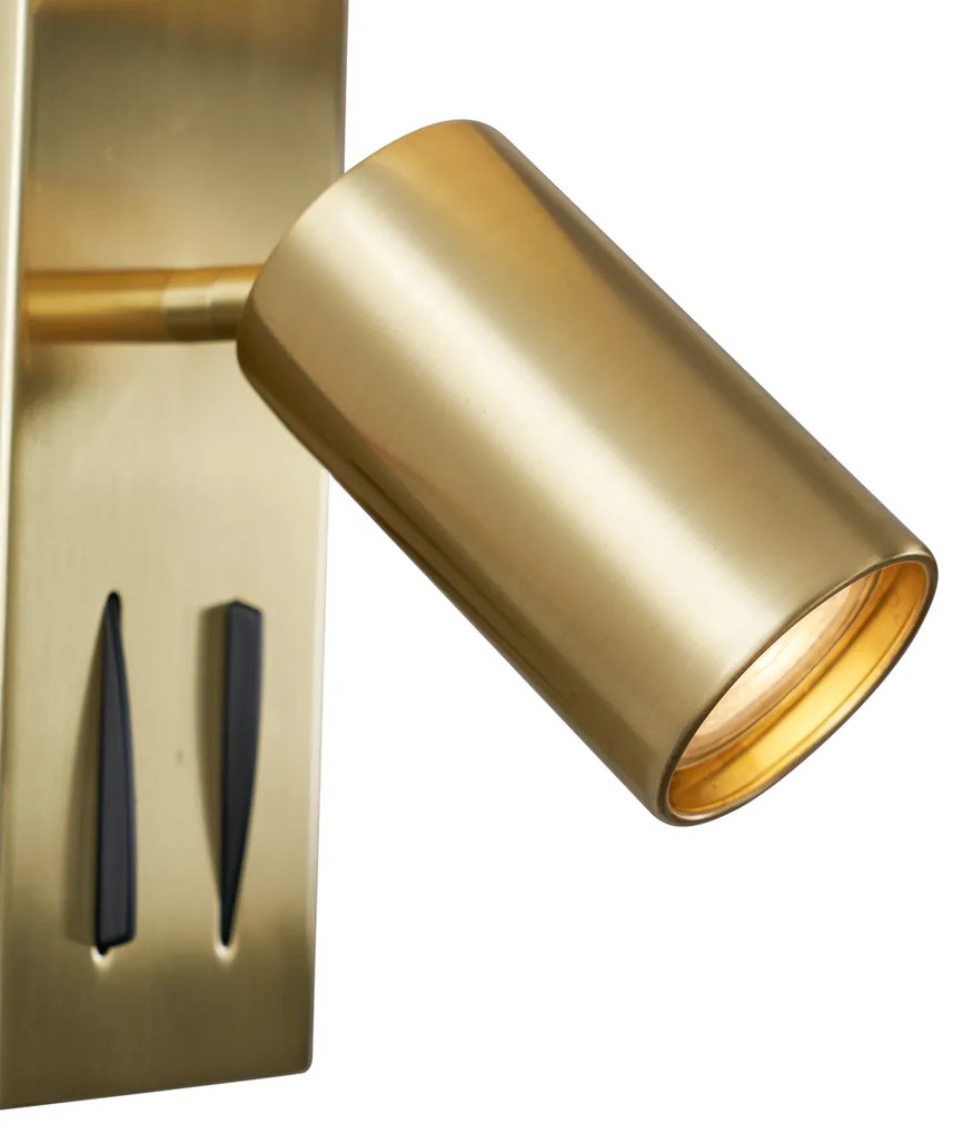 Lampă de perete modernă din alamă cu 2 lumini, reglabilă, cu port USB-C - Lesly