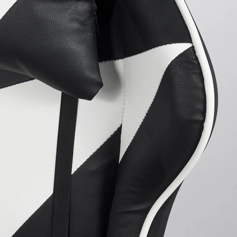 Scaun gaming din piele ecologică cu suport pentru picioare OFF 299 alb cu negru