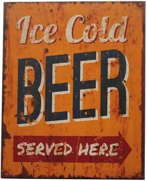 Decoratiune de perete Ice Cold Beer, Lemn, 40x30 cm