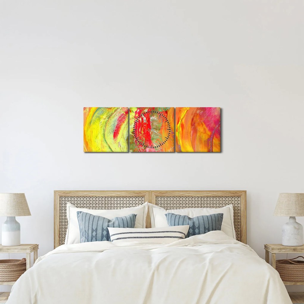 Tablou cu abstracție- pictura (cu ceas) (90x30 cm)