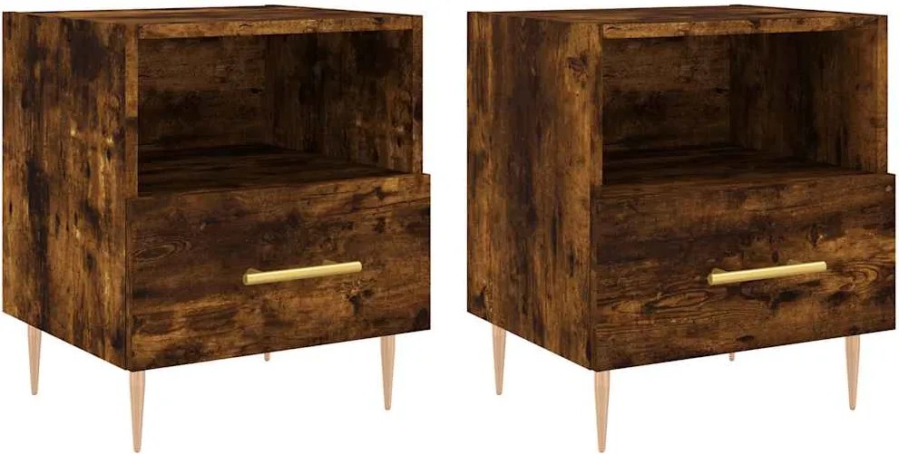 vidaXL Noptiere, 2 buc., stejar fumuriu, 40x35x47,5 cm, lemn compozit