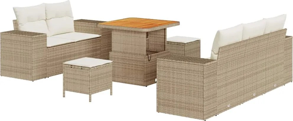 vidaXL Set de canapele pentru grădină 8 pcs Bej și crem Poli Rattan