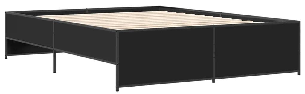 3279877 vidaXL Cadru de pat, negru, 160x200 cm, lemn prelucrat și metal