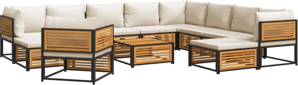 vidaXL Set canapele grădină cu perne, 12 piese, lemn masiv de acacia