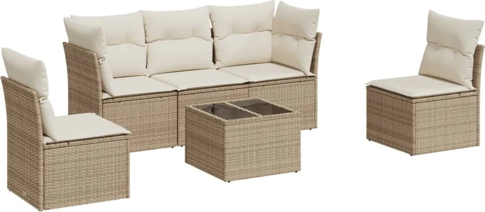 vidaXL Set canapele de grădină cu perne, 6 piese, bej, poliratan