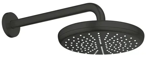 Palarie de dus rotunda negru mat Grohe Tempesta 210 mm cu brat