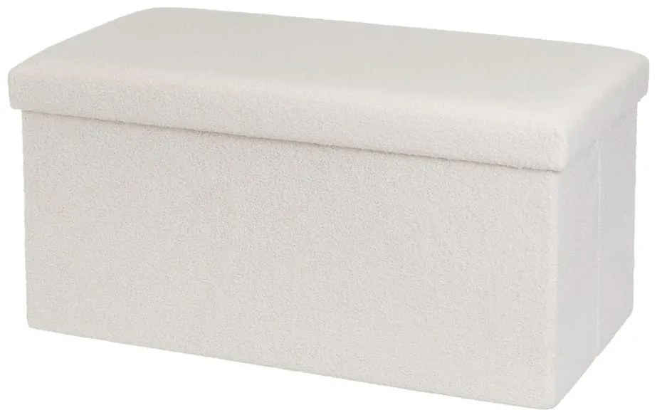 Taburet alb cu tapițerie din țesătură bouclé Ecru – Casa Selección