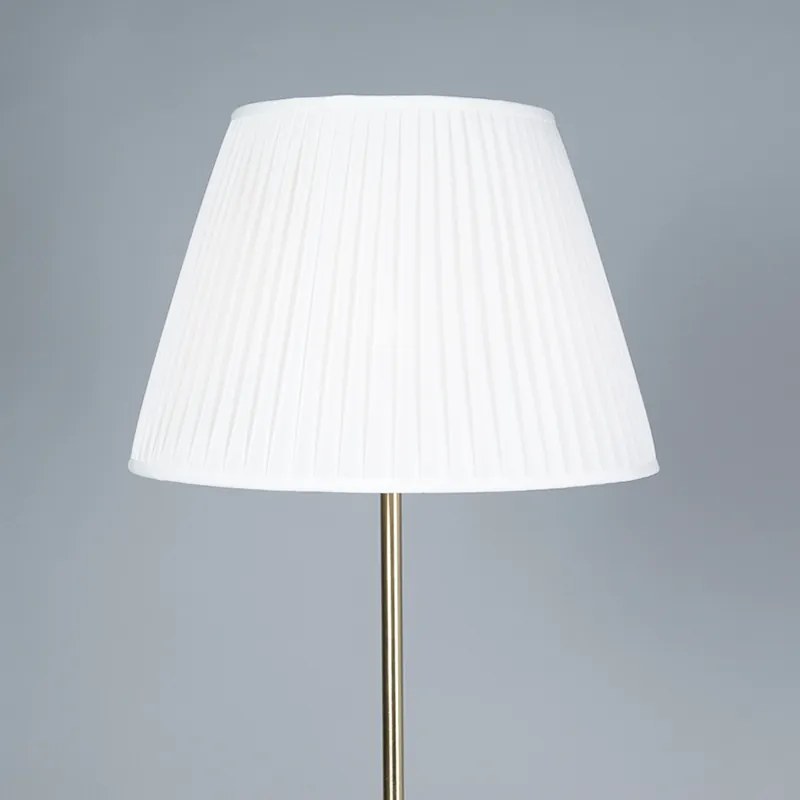 Lampă de podea retro din alamă cu abajur plisat crem 45 cm - Kaso