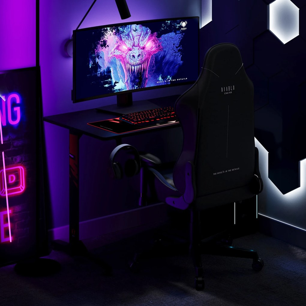 Scaun de gaming Diablo X-Starter din țesătură albastru închis