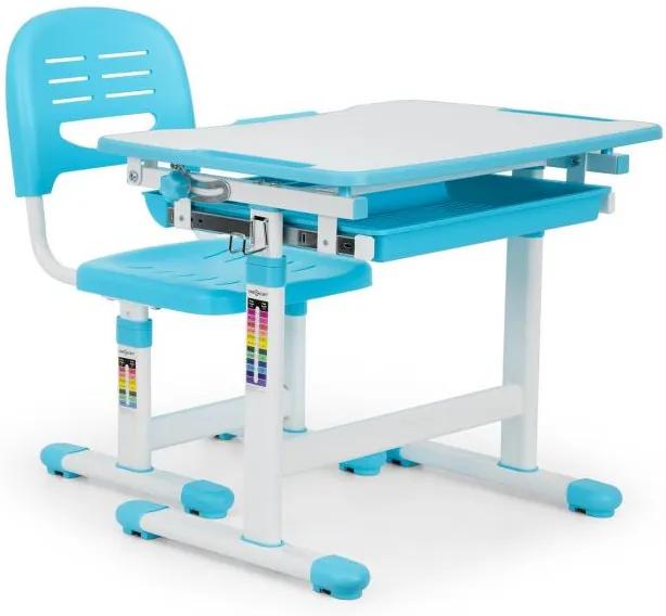OneConcept Annika, birou de scris pentru copii, set de două piese, masă, scaun, reglabil pe înălțime, albastru