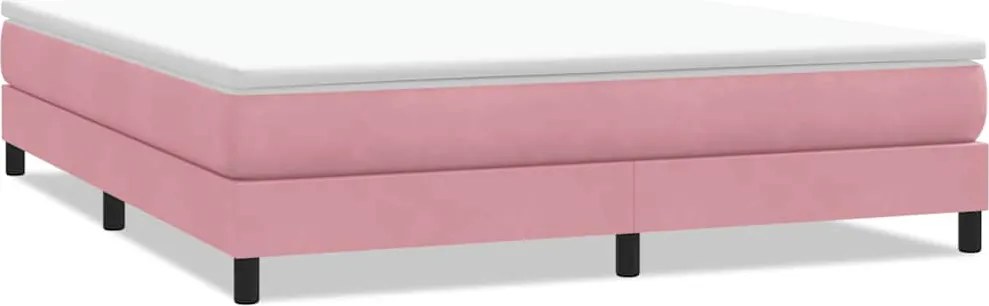 vidaXL Pat cu arcuri fără saltea roz 180x210 cm catifea