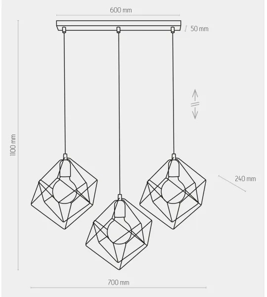 Lustră pe cablu ALAMBRE 3xE27/60W/230V