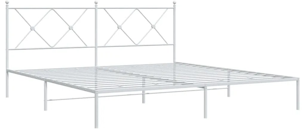 376556 vidaXL Cadru de pat metalic cu tăblie, alb, 183x213 cm