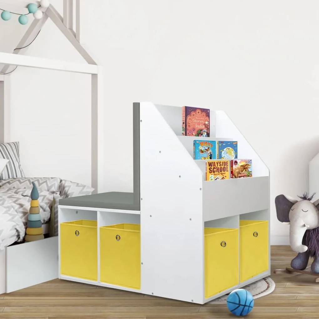 80285 vidaXL Dulap cu bancă pentru copii, alb, 60x78x78 cm, MDF