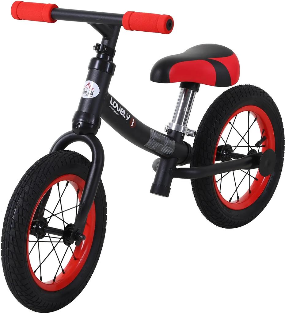 Homcom Bicicleta Echilibru Fara Pedale pentru Copii 2-5 Ani Negru si Rosu