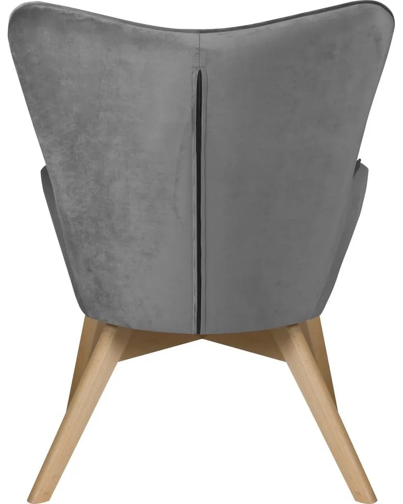 Fotoliu gri cu tapițerie din catifea Niko – Ropez