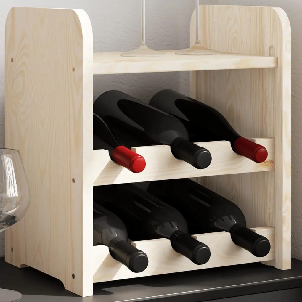 4007554 vidaXL Suport pentru vin cu raft superior, 33x25x37 cm, lemn masiv pin