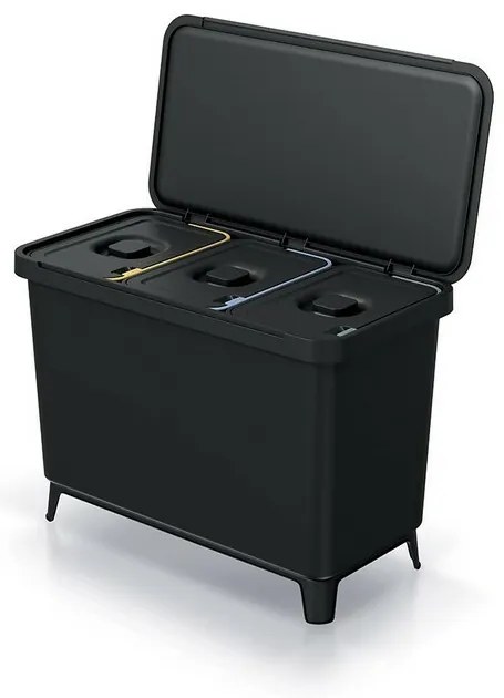 Coș de gunoi SYSTEMA pentru deșeuri sortate 3 x 10 l negru