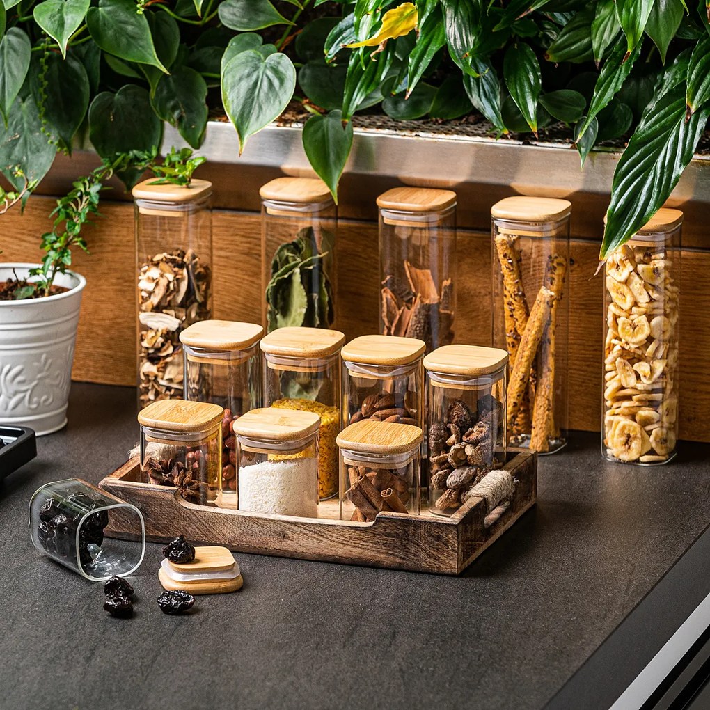 Recipient de sticlă 4Home Bamboo pentru alimente , cu capac, 540 ml, 540 ml