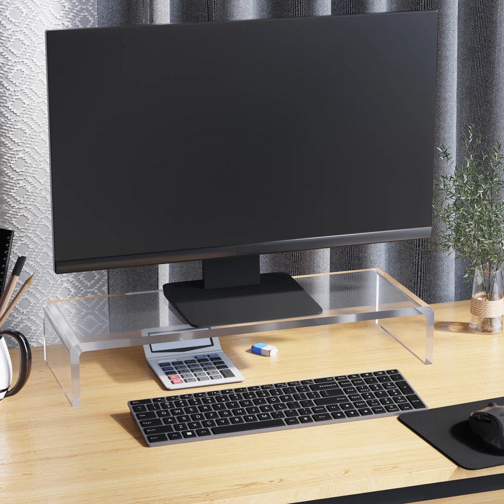 Suport transparent pentru monitor HOMCOM 53x19x9cm | Aosom Romania