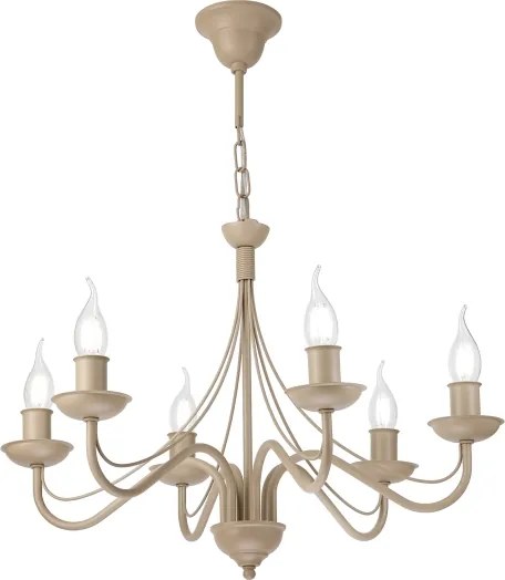 Lustră suspendată pe lanț ANTON 6xE14/60W/230V bej