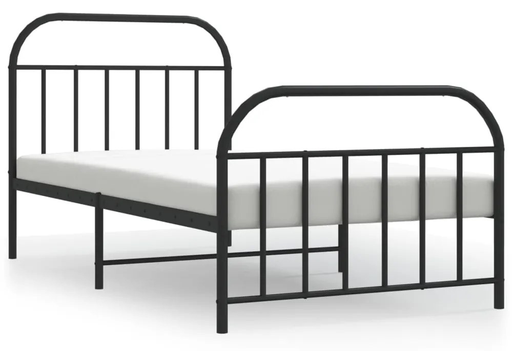 353648 vidaXL Cadru pat metalic cu tăblii de cap/picioare, negru, 100x200 cm