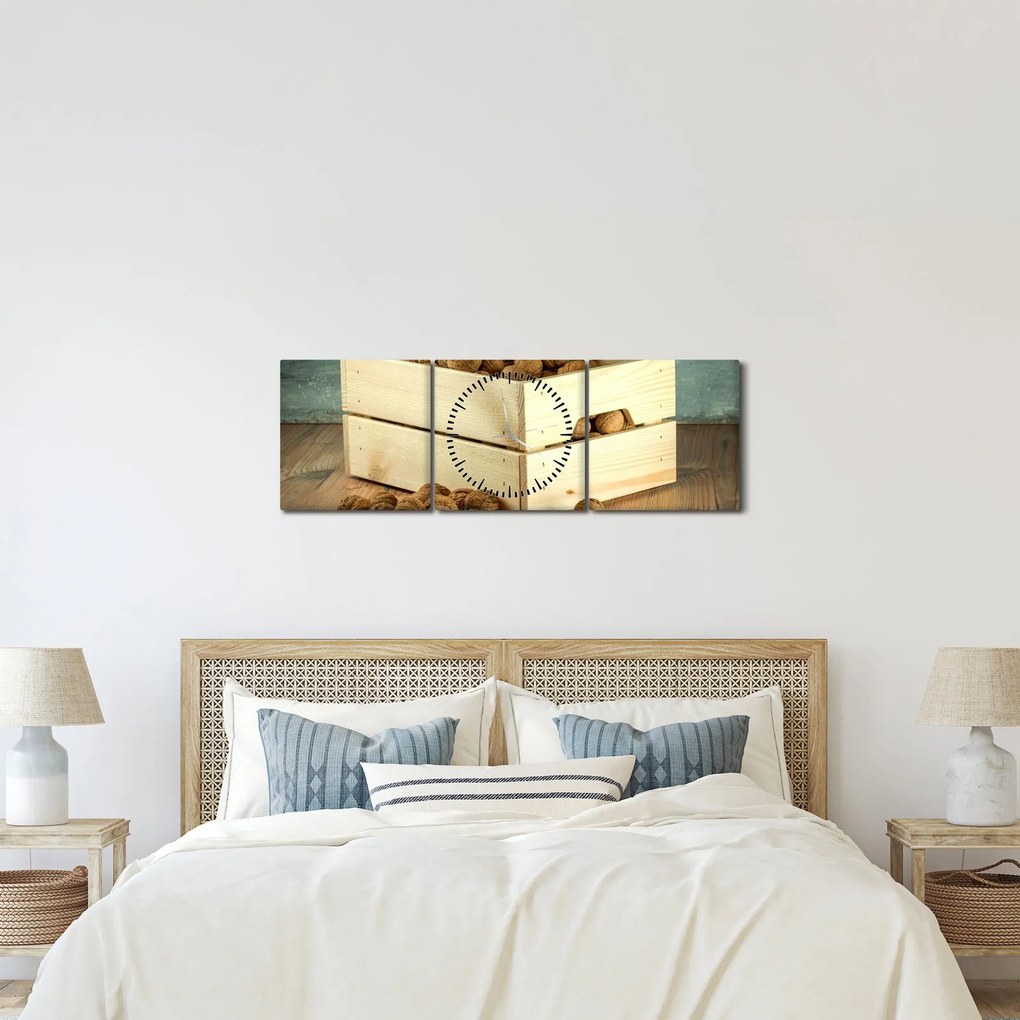 Tablou - Natură moartă de toamnă cu nuci (cu ceas) (90x30 cm)