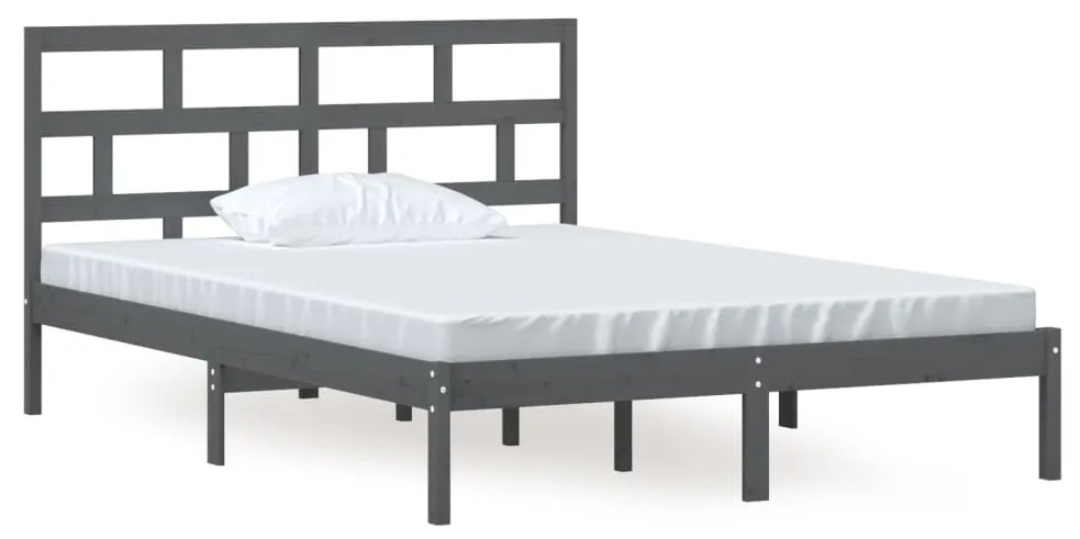 3101220 vidaXL Cadru de pat, gri, 140x200 cm, lemn masiv de pin