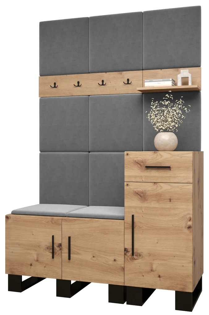 Set mobilier pentru hol Amanda 5 (Stejar artisan + gri închis). 1085896