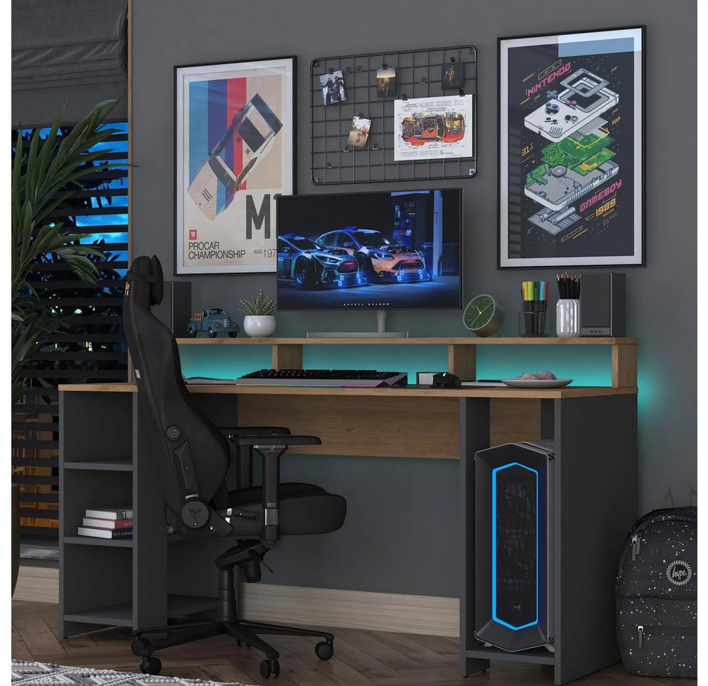 Masă PC Sikine 5 (nuc + antracit). 1095021