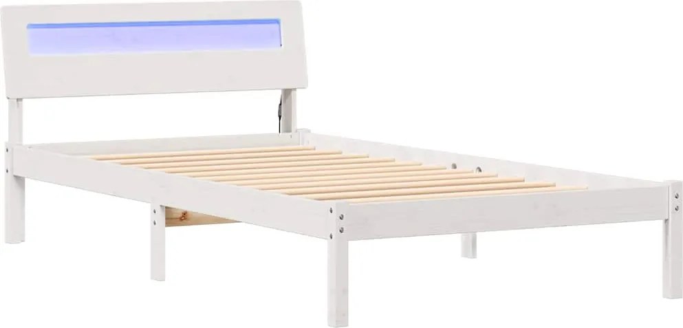 vidaXL Cadru de pat cu headboard Alb 75 x 190 cm Lemn de pin masiv