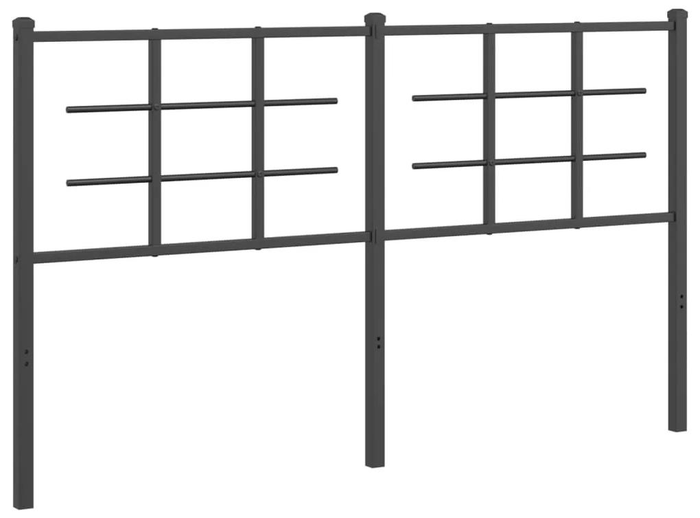 355595 vidaXL Tăblie de pat metalică, negru, 150 cm