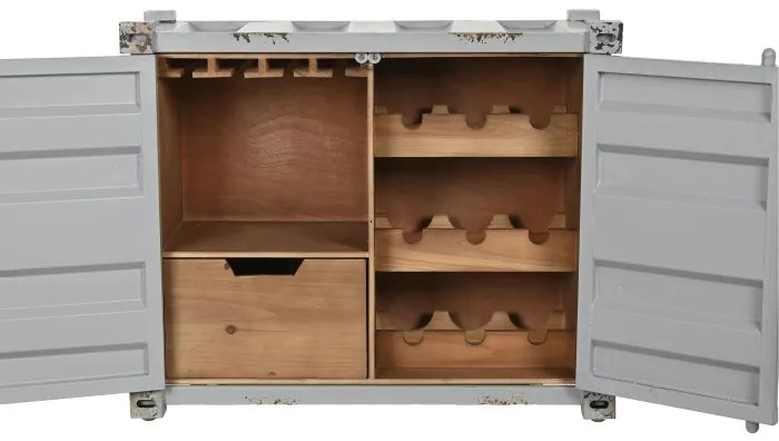 Consola de bar, din metal, gri, stil industrial, Cargo