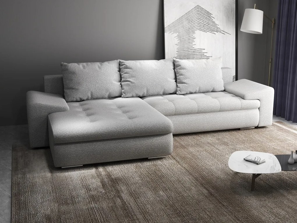 Colțar extensibil dumonde cu ladă de depozitare si sezut confortabil din spuma high-density, Leonardo Euphoria Dove 260x185 cm