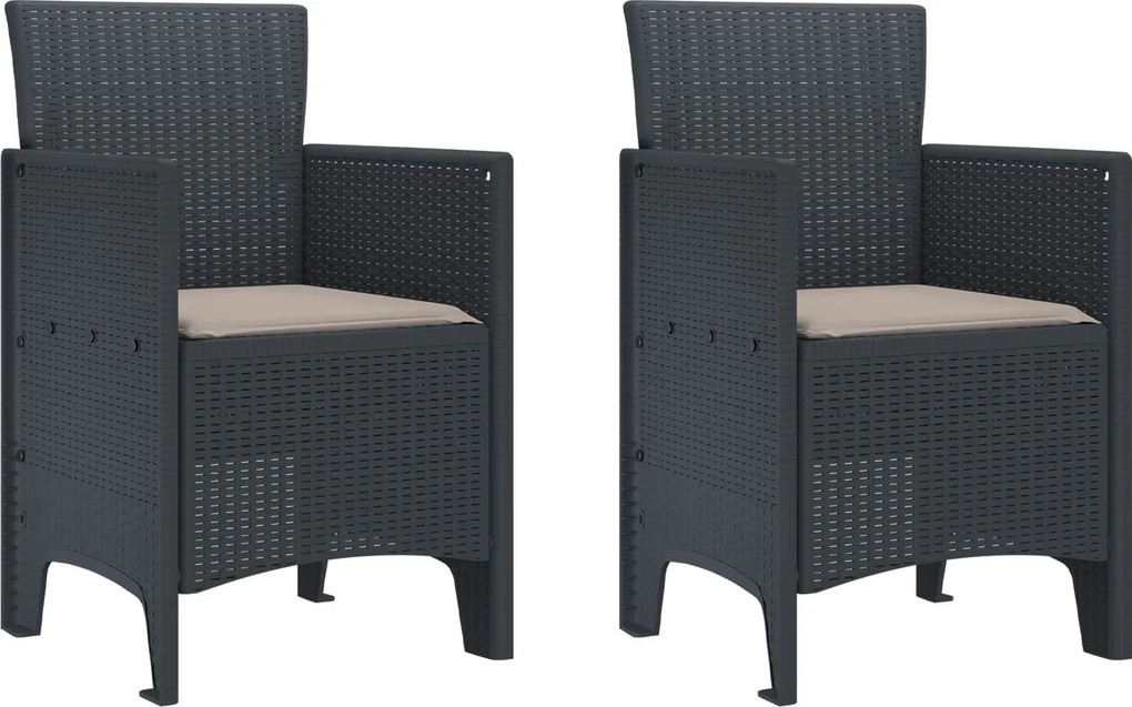 vidaXL Scaun pentru Grădină 2 pcs Antracit Dimensiune: 53 x 49 x 85 cm