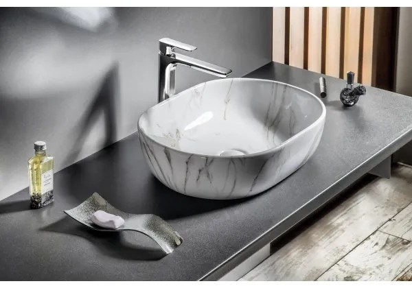 Sapho - Lavoar pentru blat DALMA 59 x 42 cm, ceramică/Carrara