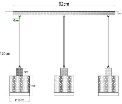 Globo UNDERWOOD 15915-3H - Lustră suspendată pe cablu, 3 x E27, max. 60 W/bec, 230 V