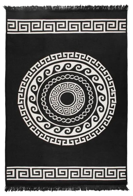 Covor reversibil Cihan Bilisim Tekstil Mandala, 120 x 180 cm, bej-negru