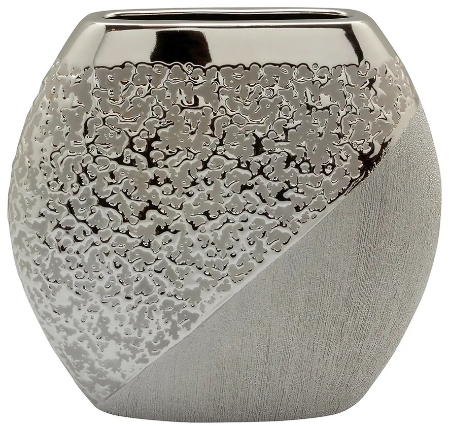 Vaza Grace, ceramica, argintiu, 26.5x7.5x25 cm