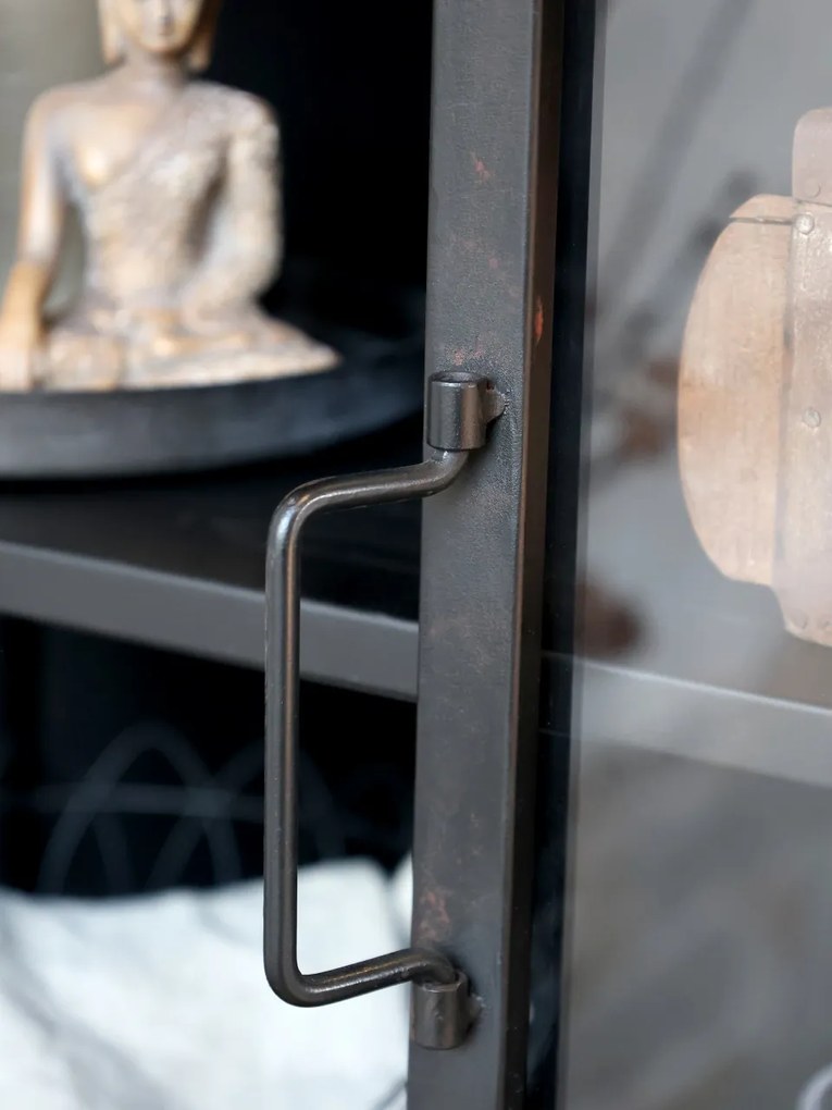 Vitrina din metal, cu aspect vintage, Antique Black